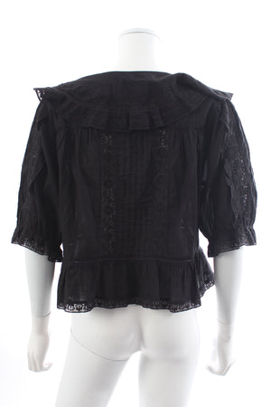 RIXO Ellery Ruffled-Collar Cotton Blouse - Current Season