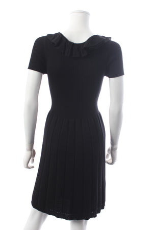 Prada Ruffled Wool Pleated Dress