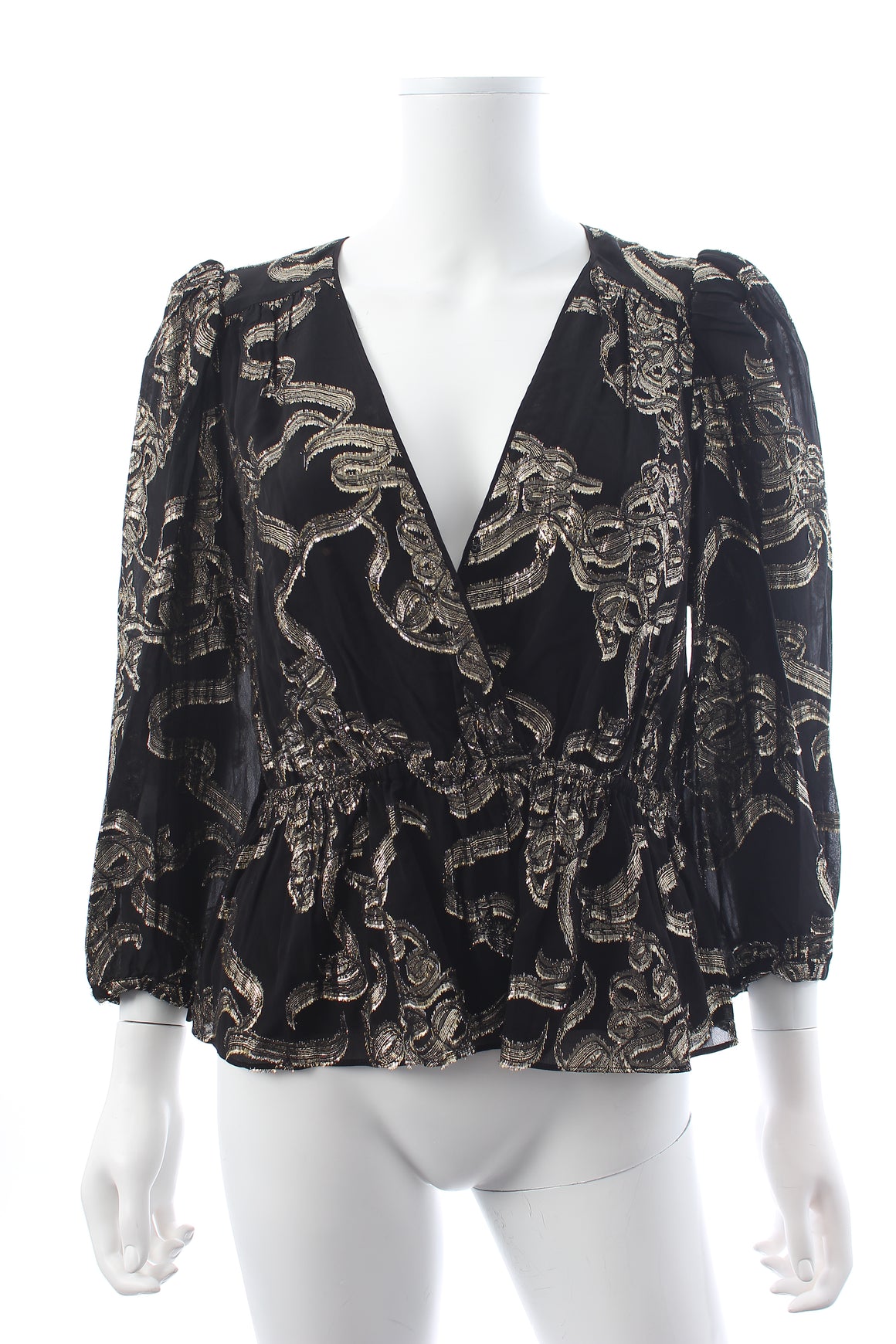 Ba&sh Beverly Metallic Jacquard Wrap Top