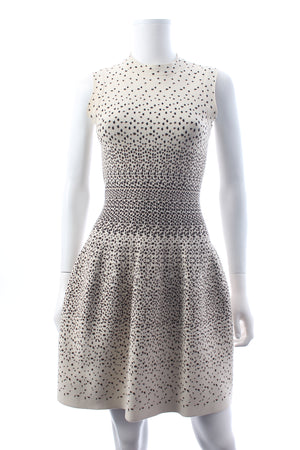 Alaia Patterned Wool-Stretch Flared Mini Dress