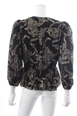 Ba&sh Beverly Metallic Jacquard Wrap Top