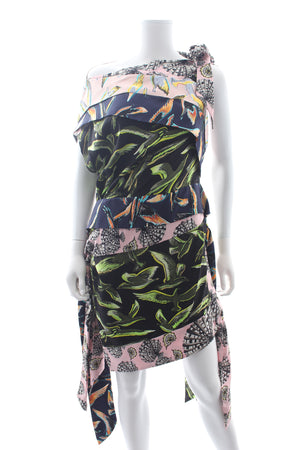 Emilio Pucci Panelled Ties Printed Silk Mini Dress