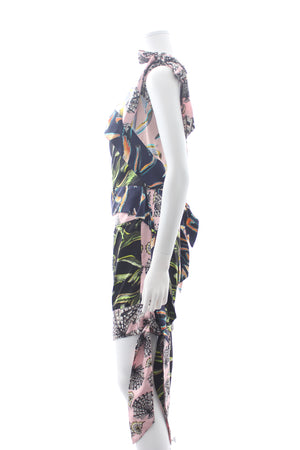 Emilio Pucci Panelled Ties Printed Silk Mini Dress