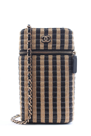 Chanel Striped Raffia Vanity 21P Crossbody Bag - Limited Edition