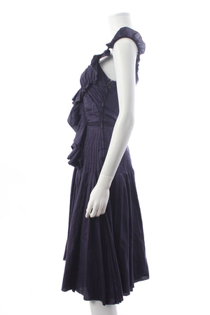 Prada Ruffled Cotton Pleated Dress