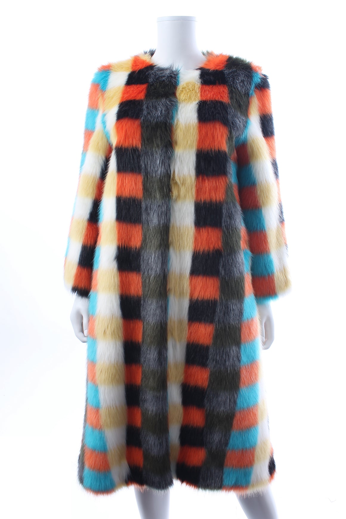 Shrimps Estelle Check Faux Fur Coat