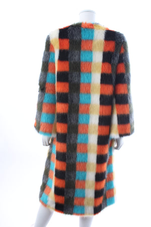 Shrimps Estelle Check Faux Fur Coat