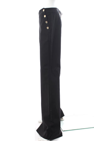 Max Mara Buttoned Cotton-Twill Wide-Leg Trousers