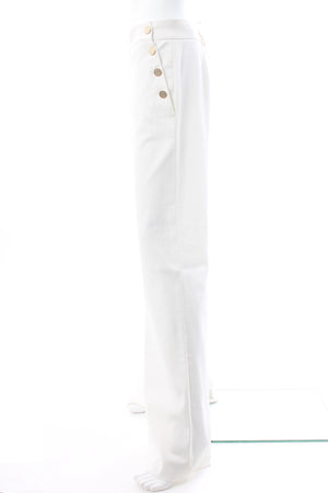 Max Mara Buttoned Cotton-Twill Wide-Leg Trousers