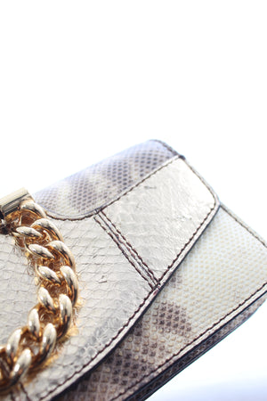 Dolce & Gabbana Chain-Detailed Metallic Embossed Crossbody Clutch Bag