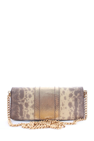 Dolce & Gabbana Chain-Detailed Metallic Embossed Crossbody Clutch Bag