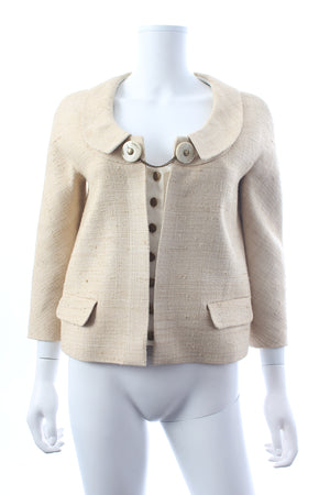 Chloe Woven Silk Peter Pan Collar Jacket