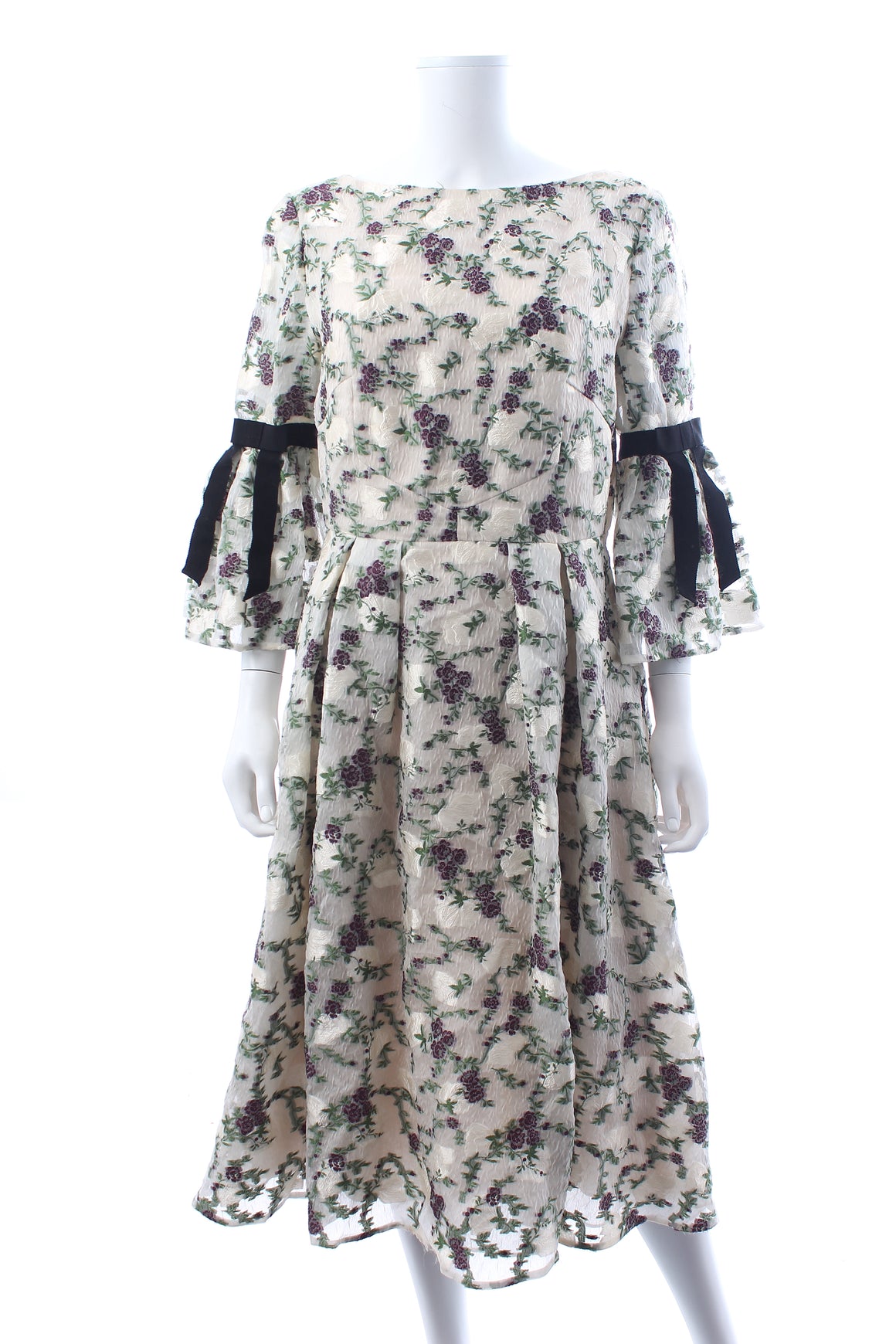 Erdem Aleena Floral Jacquard Pleated Midi Dress