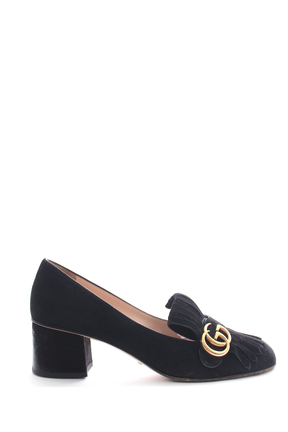 Gucci Marmont Suede Mid Heel Pumps