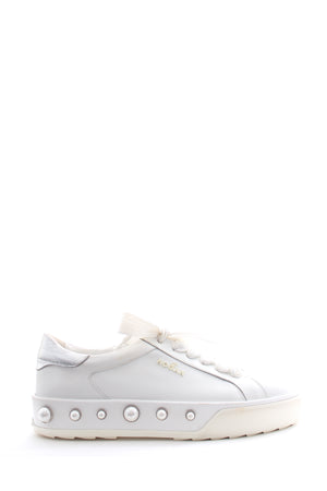 Hogan Pearl-Embellished Leather Sneakers