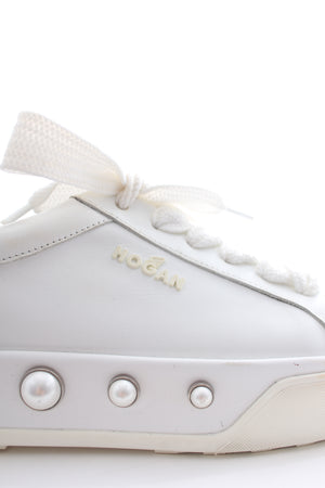 Hogan Pearl-Embellished Leather Sneakers