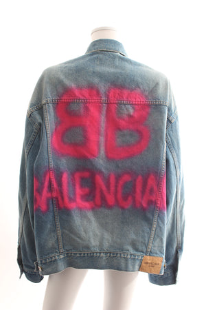 Balenciaga Large Fit Spray Paint Japanese Cotton Denim Jacket