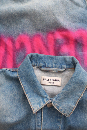 Balenciaga Large Fit Spray Paint Japanese Cotton Denim Jacket