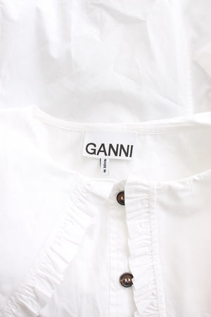 GANNI Oversized Collar Cotton Poplin Blouse