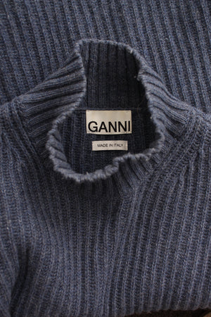 GANNI Ribbed Wool-Blend Sleeveless Sweater