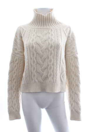 Celine High-Neck Cable Knit Wool and Cashmere-Blend Sweater