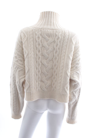 Celine High-Neck Cable Knit Wool and Cashmere-Blend Sweater