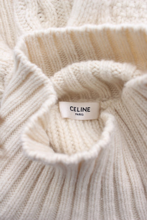 Celine High-Neck Cable Knit Wool and Cashmere-Blend Sweater