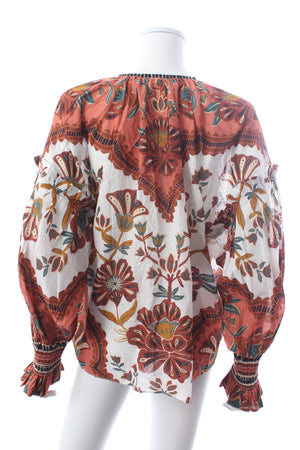 Farm Rio Riad Printed Cotton Blouse
