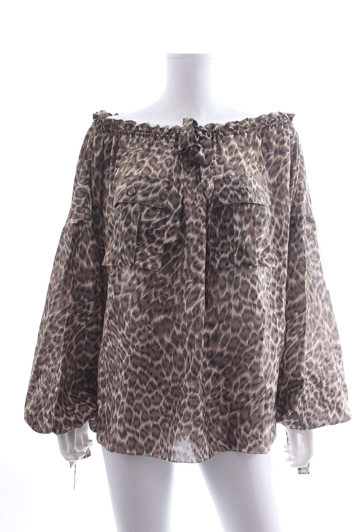 Zimmermann Suraya Leopard Printed Silk Off-the-shoulder Blouse