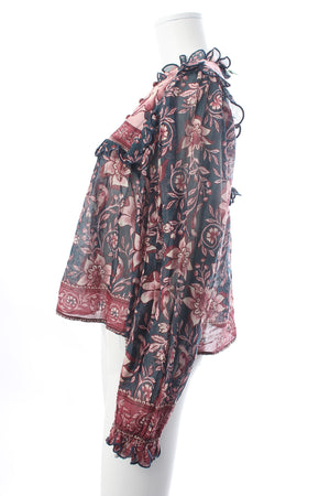 Farm Rio Ainika Charm-Print Cotton-Voile Blouse