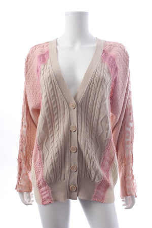 Stella McCartney Colour Block Lace-Panelled Wool Cardigan