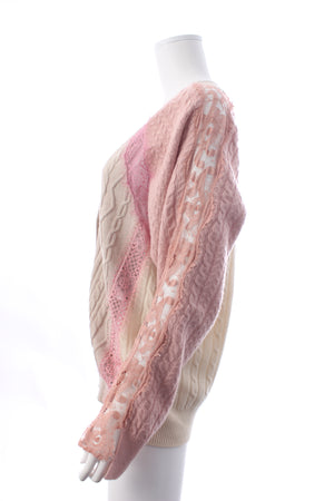 Stella McCartney Colour Block Lace-Panelled Wool Cardigan
