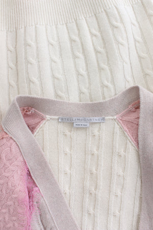 Stella McCartney Colour Block Lace-Panelled Wool Cardigan