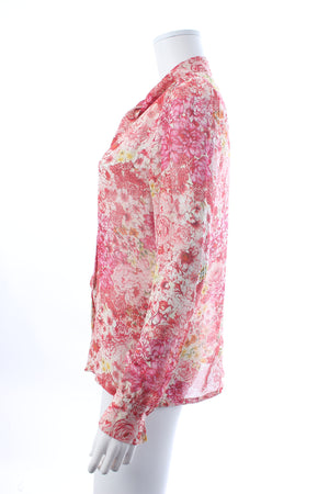 Giambattista Valli Floral Printed Tie-Neck Silk Blouse