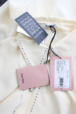 Miu Miu Crystal-Embellished Silk Blouse