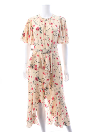 Michael Kors Collection Belted Ruffled Floral-Print Silk Midi Dress
