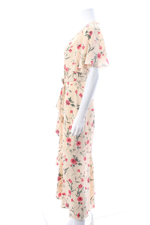 Michael Kors Collection Belted Ruffled Floral-Print Silk Midi Dress