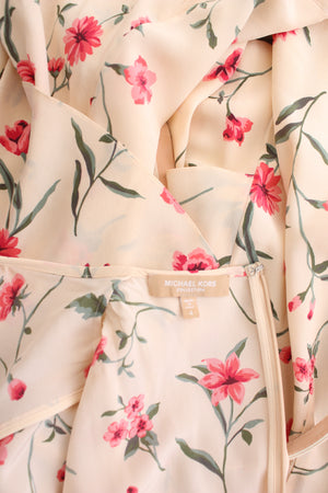 Michael Kors Collection Belted Ruffled Floral-Print Silk Midi Dress