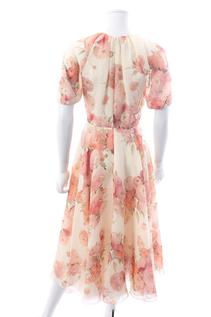 Giambattista Valli Peony Printed Silk Midi Dress