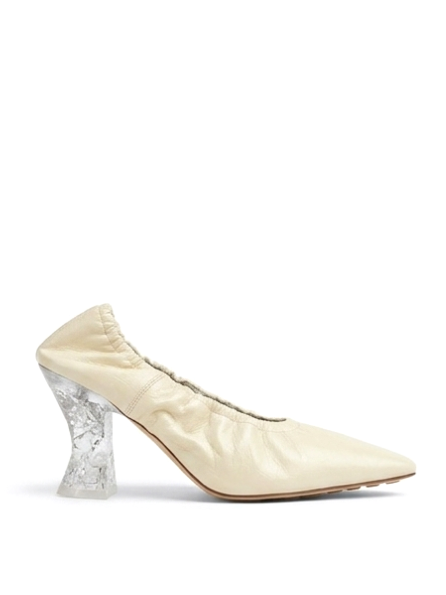 Bottega Veneta Almond Crushed-Leather Pumps
