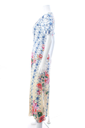 Saloni 'Lea' Floral-Print Silk-Jacquard Maxi Dress