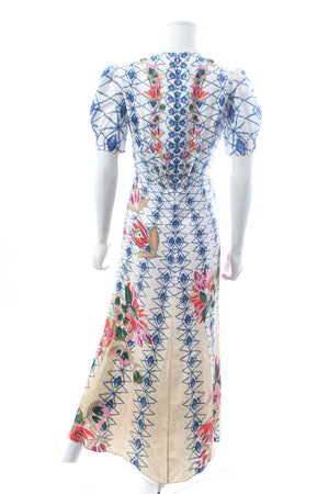 Saloni 'Lea' Floral-Print Silk-Jacquard Maxi Dress