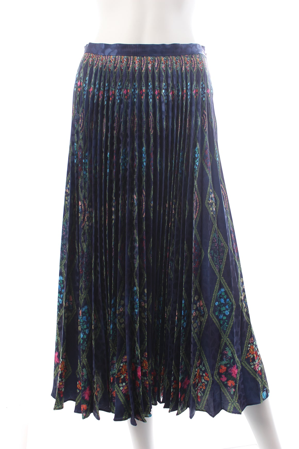Saloni 'Kim' Printed Pleated Midi Skirt