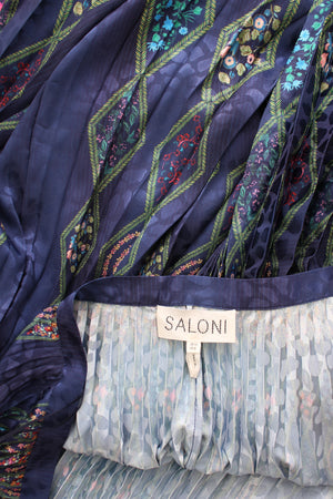 Saloni 'Kim' Printed Pleated Midi Skirt