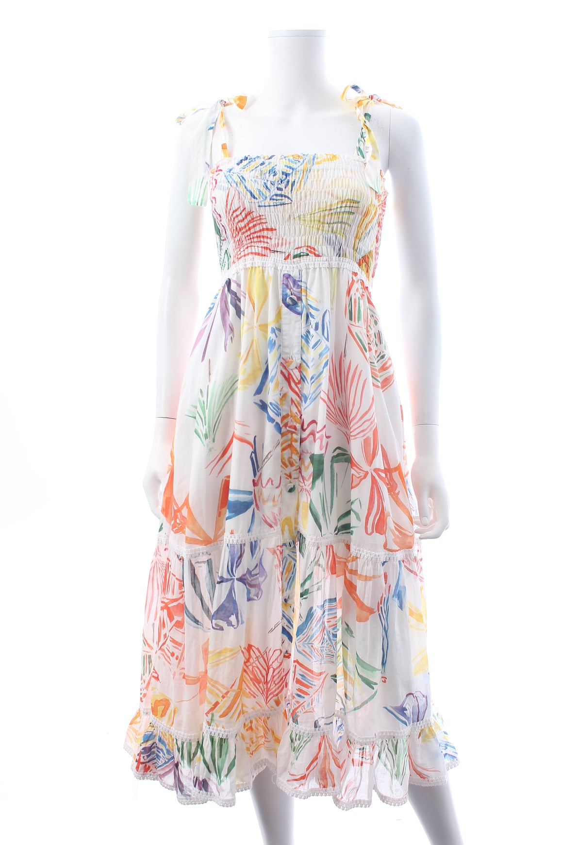 Charo Ruiz Ibiza Abstract Print Tiered Cotton Midi Dress