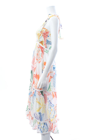 Charo Ruiz Ibiza Abstract Print Tiered Cotton Midi Dress