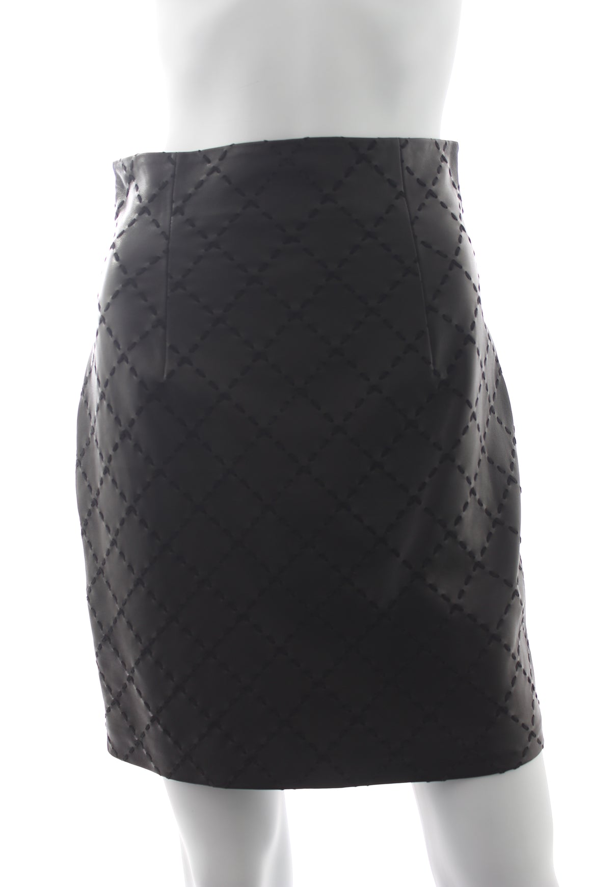 Balmain Leather Diamond Stitch Mini Skirt