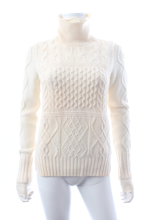 Loro Piana Cable Knit Baby Cashmere Roll Neck Sweater