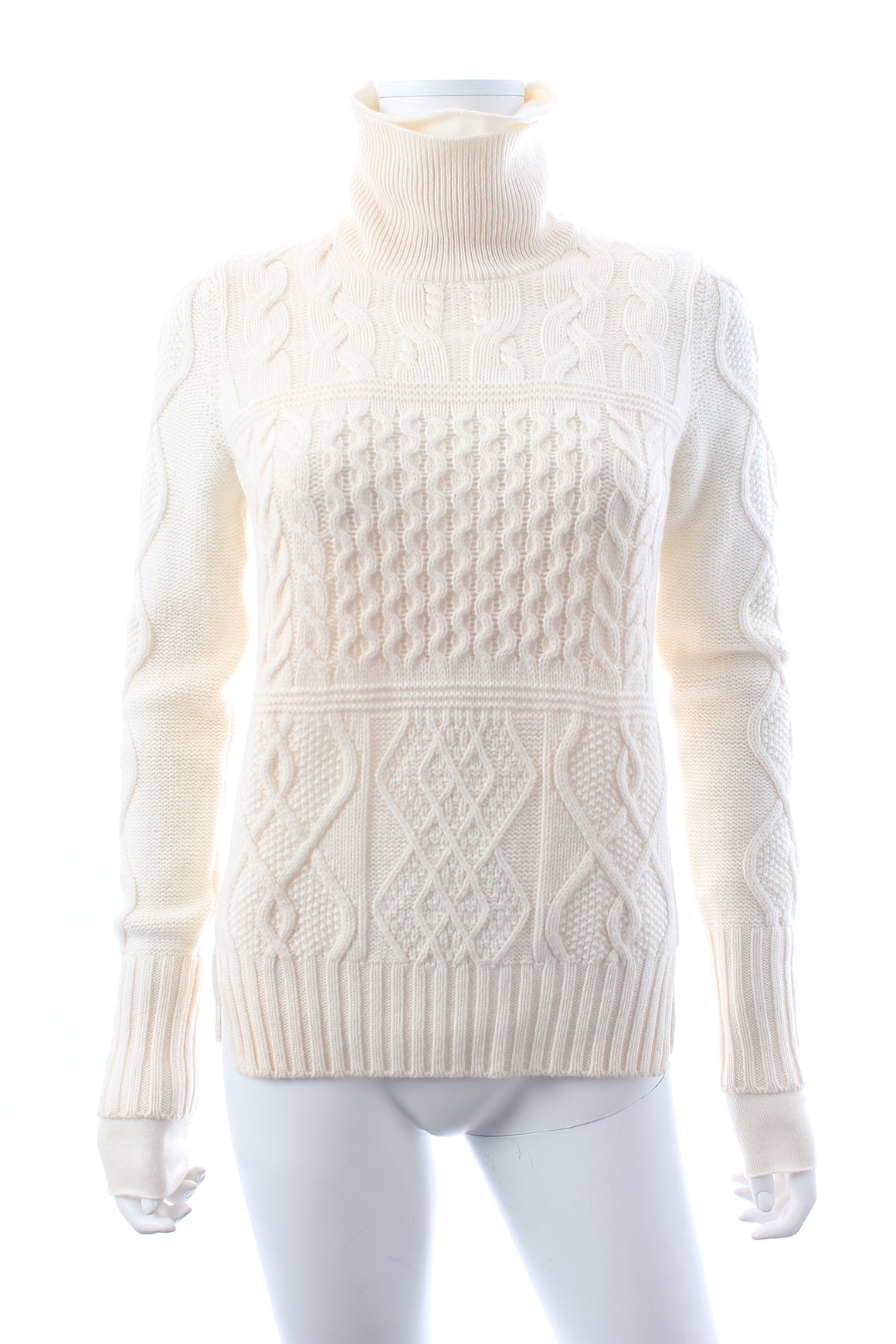 Loro Piana Cable Knit Baby Cashmere Roll Neck Sweater