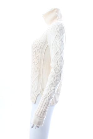 Loro Piana Cable Knit Baby Cashmere Roll Neck Sweater